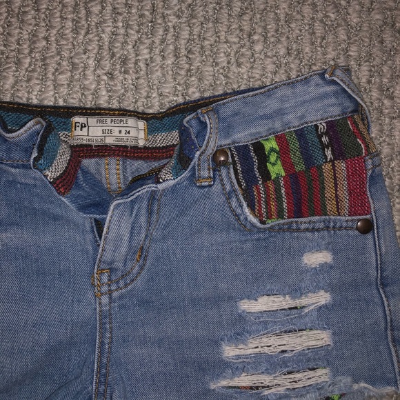 Free People Ripped Jean Shorts - Picture 2 of 3